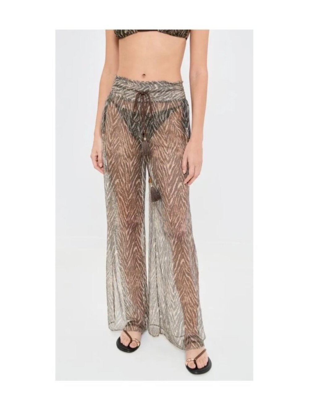 NWT Ramy Brook Priya Animal Print Pants Beach Brown Zebra Size XS